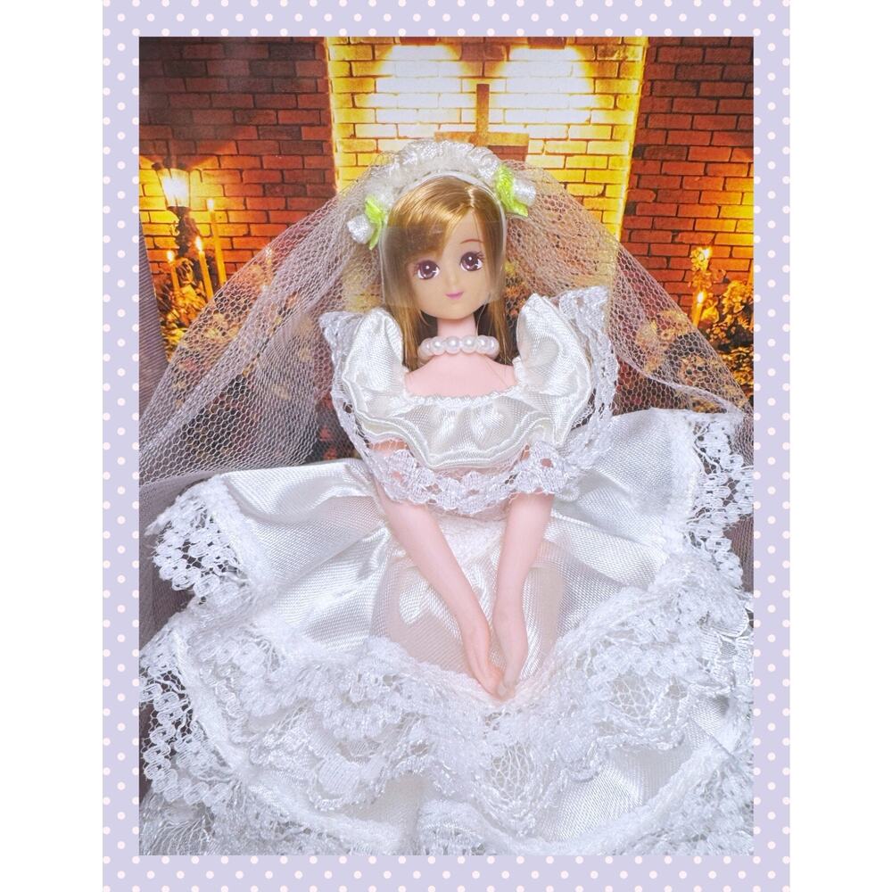 Vtg Takara Japan Jenny Compact Mini Fashion Doll Wedding Dress Bride Barbie 5.5"